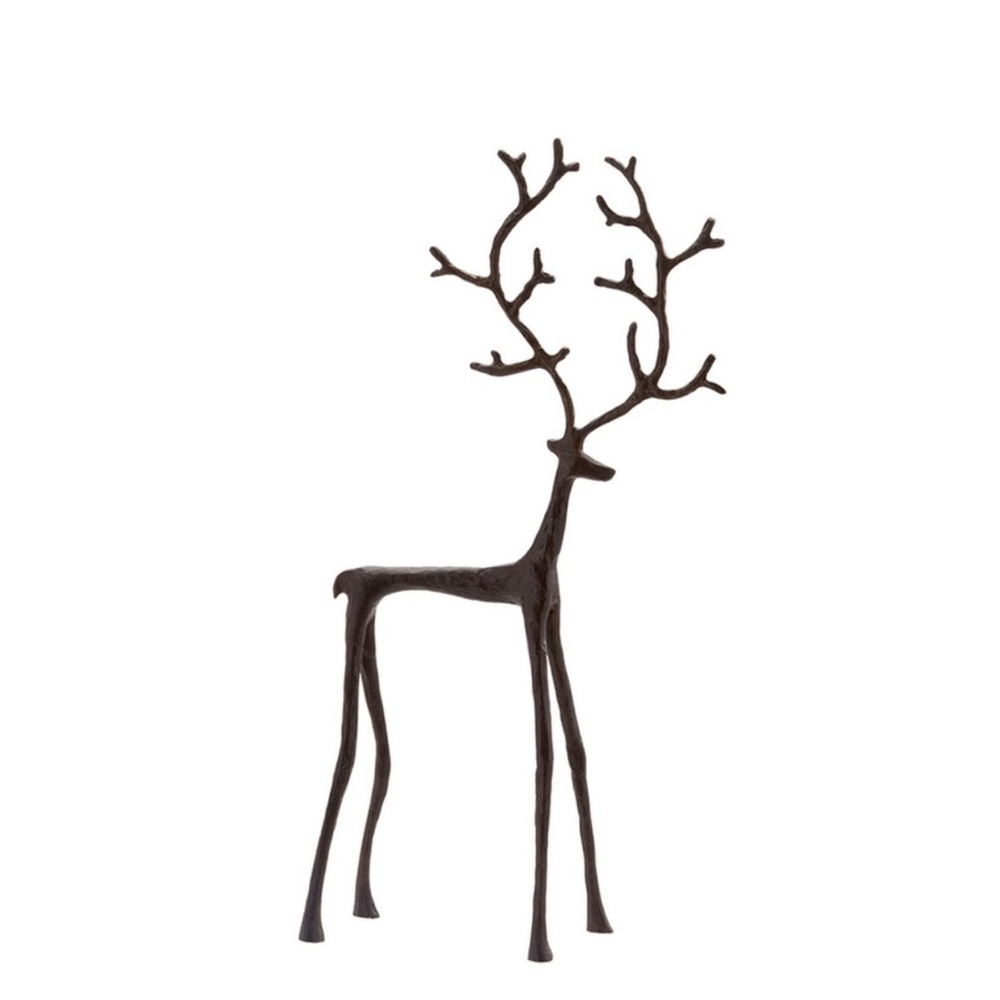 Pottery Barn Bronze Sculpted Reindeer Deer Set of 3 Holiday Christmas NEW - Picture 4 of 9